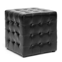 Baxton Studio Siskal Ottoman, Black