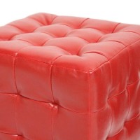 Baxton Studio Siskal Modern Cube Ottoman, Red, Set Of 2