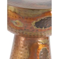 Deco 79 Vintage Metal Round Accent Table, 14 X 14 X 20, Copper