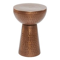 Deco 79 Vintage Metal Round Accent Table, 14 X 14 X 20, Copper