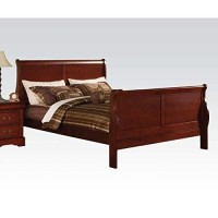 Acme Furniture Louis Philippe Iii Traditional Wood Sleigh King Bed In Cherry