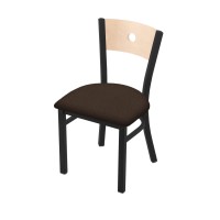 Holland Bar Stool Co. 630 Voltaire 18 Chair With Black Wrinkle Finish, Natural Back, And Rein Coffee Seat