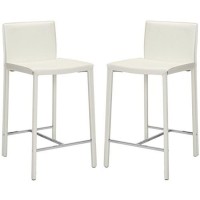 Safavieh Home Collection Jason White Leather 24-Inch Counter Stool (Set Of 2)