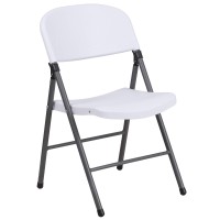 Flash Furniture Hercules Series 330 Lb Capacity Granite White Plastic Folding Chair With Charcoal Frame