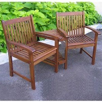 Outdoor Wood Corner Double Chair