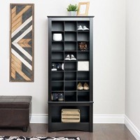 Prepac 24 Pair Shoe Storage Rack With Bottom Shelf, Black