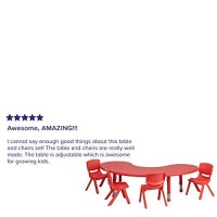 Flash Furniture 35''W X 65''L Half-Moon Red Plastic Height Adjustable Activity Table Set With 4 Chairs