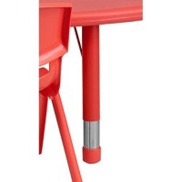 Flash Furniture 35''W X 65''L Half-Moon Red Plastic Height Adjustable Activity Table Set With 4 Chairs