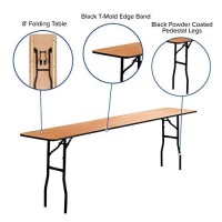 Flash Furniture Gael 8-Foot Rectangular Wood Folding Training Seminar Table With Smooth Clear Coated Finished Top