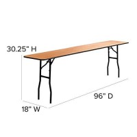 Flash Furniture Gael 8-Foot Rectangular Wood Folding Training Seminar Table With Smooth Clear Coated Finished Top