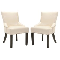 Safavieh Mercer Collection Christine Cream Leather Nailhead Dining Chair, Set Of 2