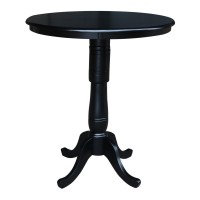 International Concepts 36-Inch Round By 42-Inch High Top Ped Table, Black