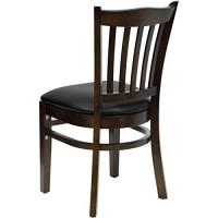 Flash Furniture Gw08Vrtwabkv Vertical-Slat-Back Wood Restaurant Chair, Walnut Finish W/Blac