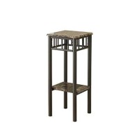 Monarch Specialties Bronze Metal And Cappuccino Marble Plant Stand