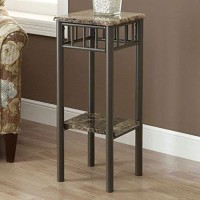 Monarch Specialties Bronze Metal And Cappuccino Marble Plant Stand