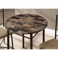 Monarch Specialties Bronze Metal And Cappuccino Marble Bistro Dining Set, 3-Piece