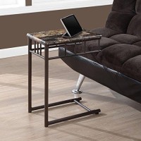 Monarch Specialties Bronze Metal And Cappuccino Marble Snack/End Table