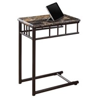 Monarch Specialties Bronze Metal And Cappuccino Marble Snack/End Table