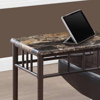 Monarch Specialties Bronze Metal And Cappuccino Marble Snack/End Table