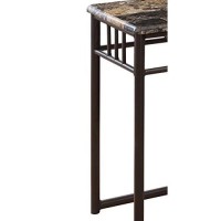 Monarch Specialties Bronze Metal And Cappuccino Marble Snack/End Table