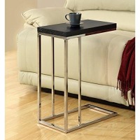 Monarch Specialties 3007, C-Shaped, End, Side, Snack, Living Room, Bedroom, Laminate, Brown, Contemporary, Modern Accent Table-Espresso With Chrome Metal, 1025L X 1825W X 2525H, Cappuccino