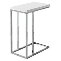 Monarch Specialties 3008, Chrome Accent Metal Base C Table, White