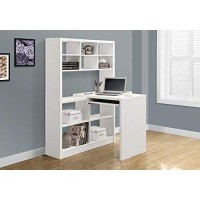 Monarch Specialties 7022 Storage-Bookcase Left Or Right Set Up-Corner Desk With Multiple Adjustable Shelves, 60 L, White
