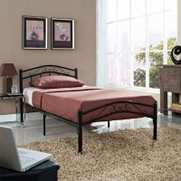 Modway Townhouse Modern Farmhouse Metal Twin Platform Bed In Black