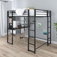 Dhp Abode Full Size Metal Loft Bed, Black