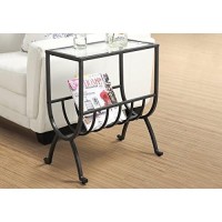 Monarch Specialties Metal Magazine Table With Tempered Glass, Stardust Brown