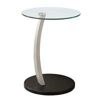 Monarch Specialties Bentwood Accent Table With Tempered Glass, Black