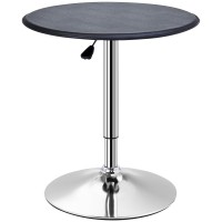 Homcom 25 Classic Round Adjustable Faux Leather Chrome Standing Bistro Table