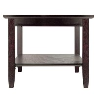 Winsome Genoa Rectangular Coffee Table With Glass Top And Shelf, Espresso