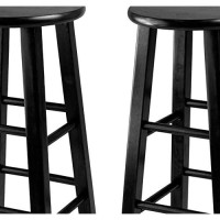 Winsome 24-Inch Square Leg Counter Stool, Black, Set Of 2
