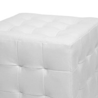 Baxton Studio Siskal Modern Cube Ottoman, White, Set Of 2,