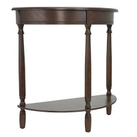 Decor Therapy Simplify Half Round Accent Table, Walnut, 2825W 118D 2825H