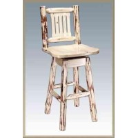 Montana Woodworks Collection Barstool With Back And Swivel, Ergonomic Wooden Seat, Ready To Finish