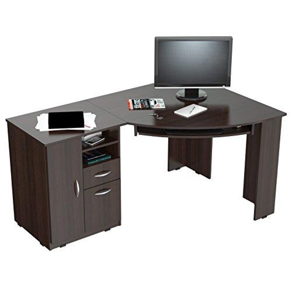 Inval America L-Shaped Corner Desk, Espresso