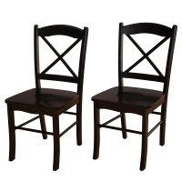 Target Marketing Systems Tiffany Cross Back Dining Room Chairs, Comfortable And Classic Design, Made Of Solid Rubberwood, Seat Height 18, Set Of 2, Midnight Black