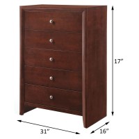 Acme Ilana Rectangular Wood 5-Drawer Storage Chest In Brown Cherry