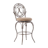 Powell Company Big And Tall Scroll Circle Back Barstool By Powell Stool, Bar Height, Bronzebeige
