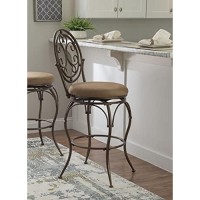 Powell Company Big And Tall Scroll Circle Back Barstool By Powell Stool, Bar Height, Bronzebeige
