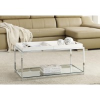 Convenience Concepts Palm Beach Coffee Table With Shelf And Removable Trays, White