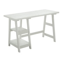 Convenience Concepts Designs2Go Trestle Desk With Shelves, White