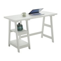 Convenience Concepts Designs2Go Trestle Desk With Shelves, White