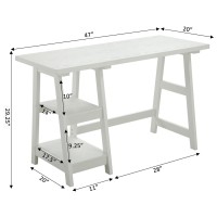 Convenience Concepts Designs2Go Trestle Desk With Shelves, White