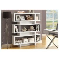 Monarch Specialties Bookcase-55 H/White Modern Style Bookcase, 47.2 54.5