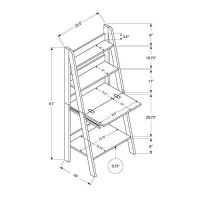 Monarch Specialties Ladder Desk-Bookcase-Wall Bookshelf-Stand Shelf, 61 H