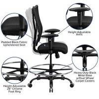 Flash Furniture Hercules Series Big & Tall 400 Lb Rated Black Mesh Ergonomic Drafting Chair With Adjustable Arms