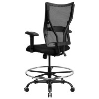 Flash Furniture Hercules Series Big & Tall 400 Lb Rated Black Mesh Ergonomic Drafting Chair With Adjustable Arms
